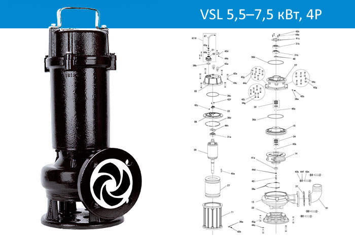 Vandjord VSL 5,5-7,5кВт, 4P