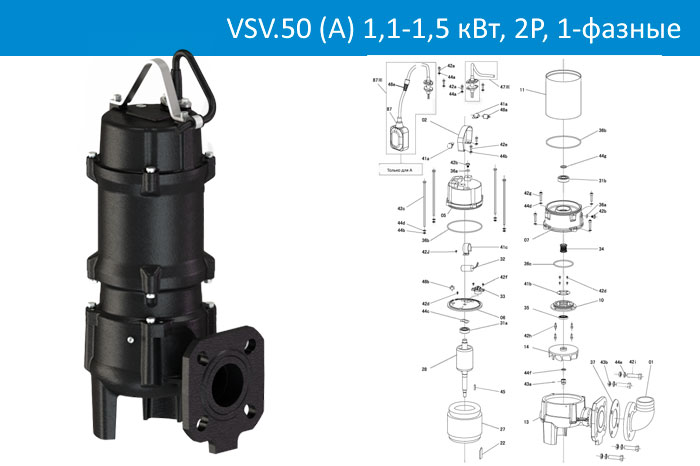 Vandjord VSV.50 1,1-1,5кВт, A, 2P, 1-фазные