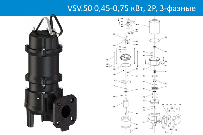Vandjord VSV.50 0,45-0,75кВт, 2P, 3-фазные
