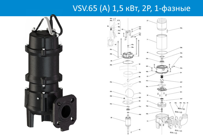 Vandjord VSV.65 1,5кВт, A, 2P, 1-фазные