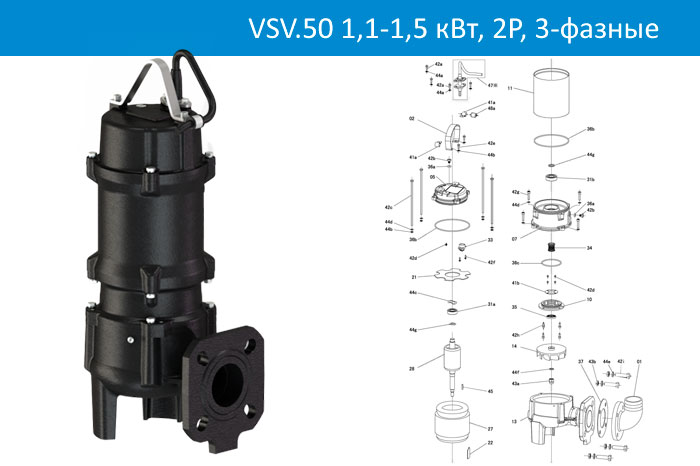 Vandjord VSV.50 1,1-1,5кВт, 2P, 3-фазные