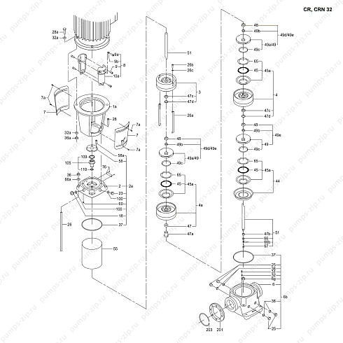 деталировка насосов Grundfos CR 32
