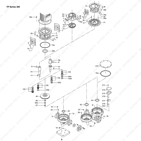 Деталировка насосов Grundfos TP Series 300