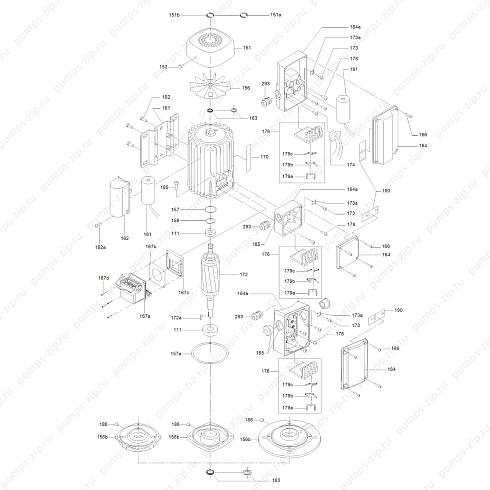Деталировка электродвигателей Grundfos MG, ML 71/80
