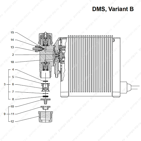Деталировка дозировочных насосов DMS, Variant B