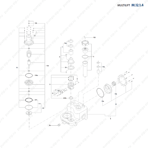 Деталировка канализационной установки Grundfos Multilift M.12.1.4