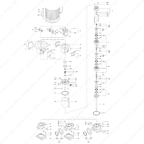 Деталировка насоса Grundfos CR 45