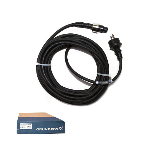 Кабель с вилкой и разъемом Grundfos Cable 3G1.0 with plug cpl, 10 метров, вилка schuko, 96586336