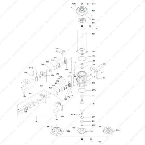 Деталировка электродвигателей Grundfos MG, ML 90, 100, 112, 132