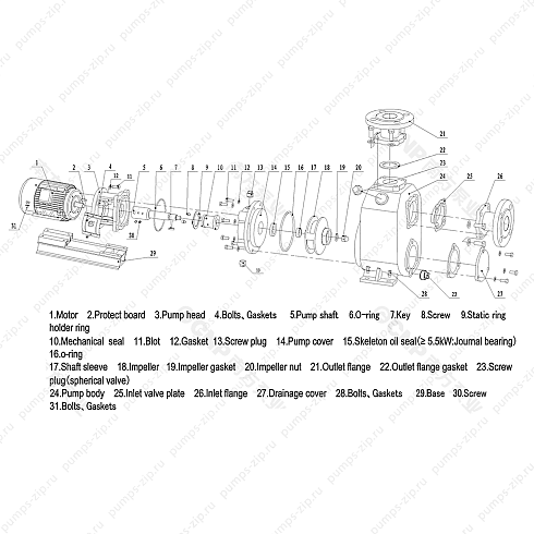 взрыв-схема канализационного насоса CNP ZW(F)