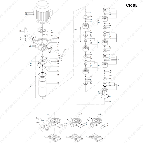 Деталировка насосов Grundfos CR 95