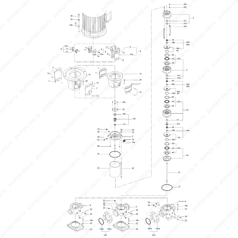 Деталировка насоса Grundfos CR 64